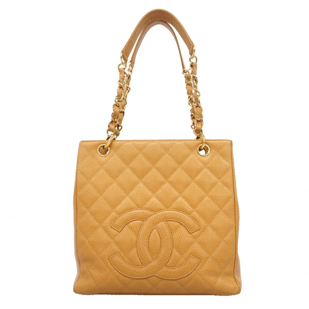 Chanel Matelassé Chain Tote Bag, Caviar Leather, Brown, Women's